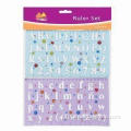 Alphabet Rulers, Various Colors are Available, Packed in PVC Bag